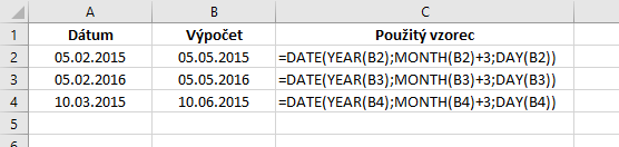 Pripočítanie 3 mesiacov k dátumu